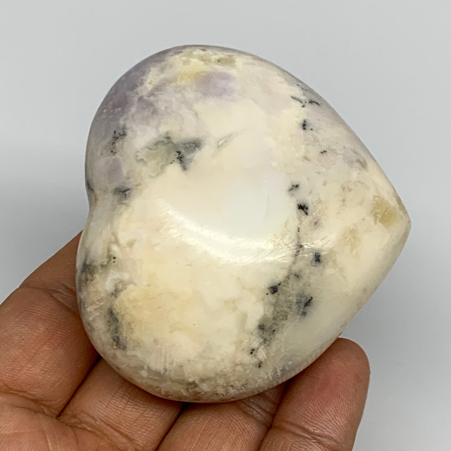 178.9g, 2.3"x2.6"x1.4" Dendrite Opal Heart Polished Healing Crystal Moss, B17300