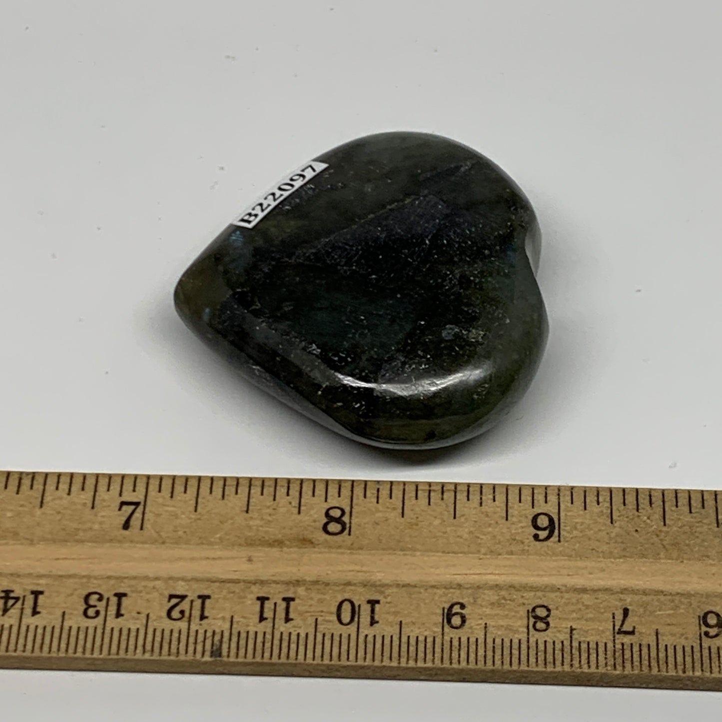 65.8g,1.9"x2"x0.7" Natural Labradorite Heart Small Polished Healing Crystal, B22