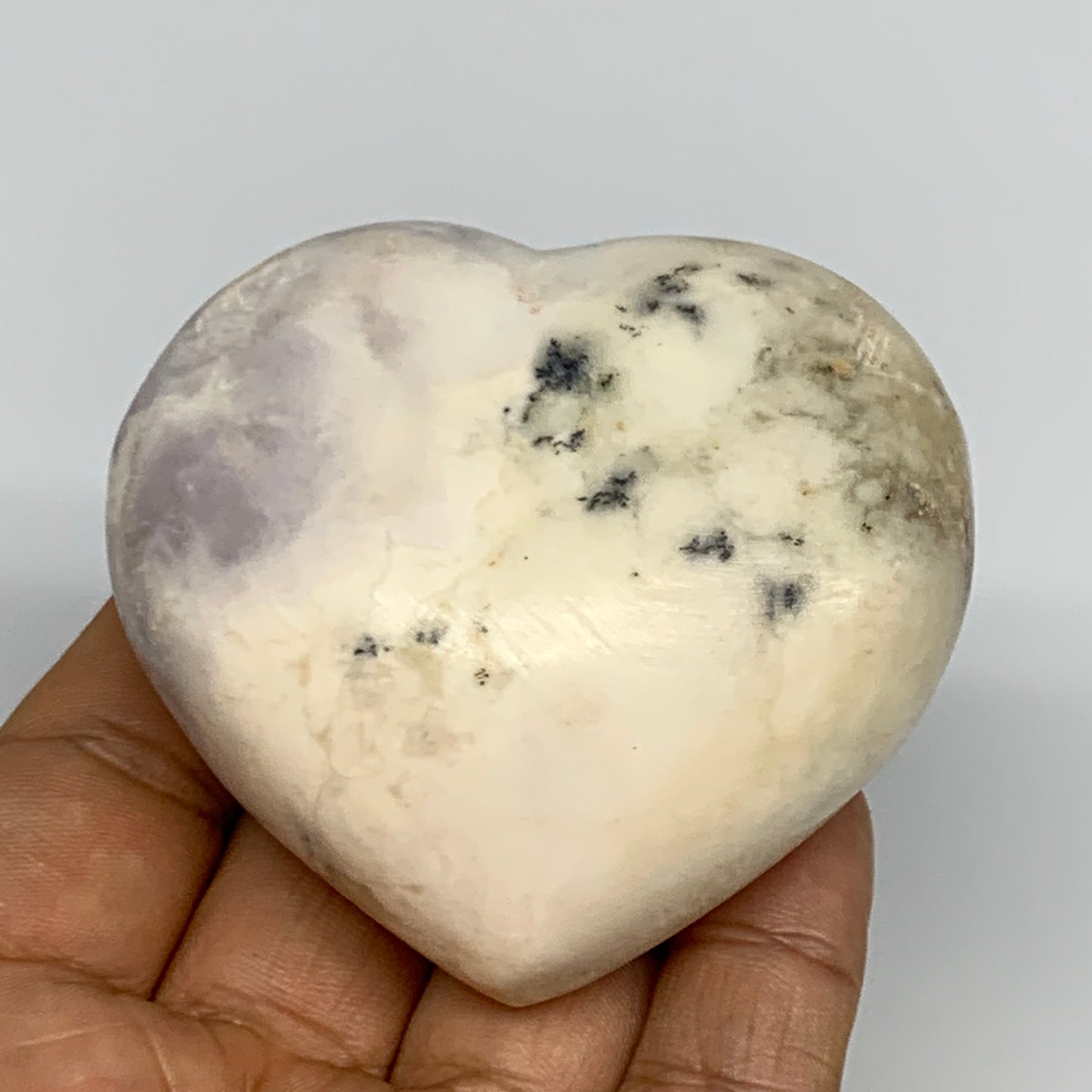 178.9g, 2.3"x2.6"x1.4" Dendrite Opal Heart Polished Healing Crystal Moss, B17300