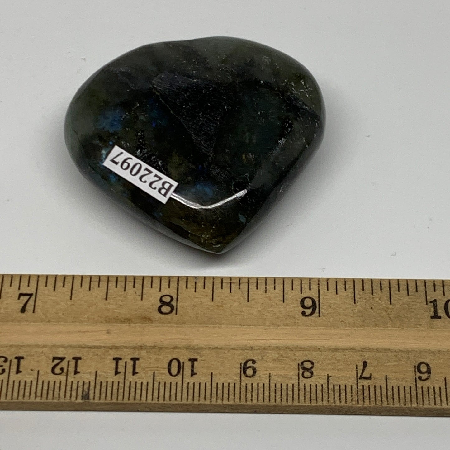 65.8g,1.9"x2"x0.7" Natural Labradorite Heart Small Polished Healing Crystal, B22