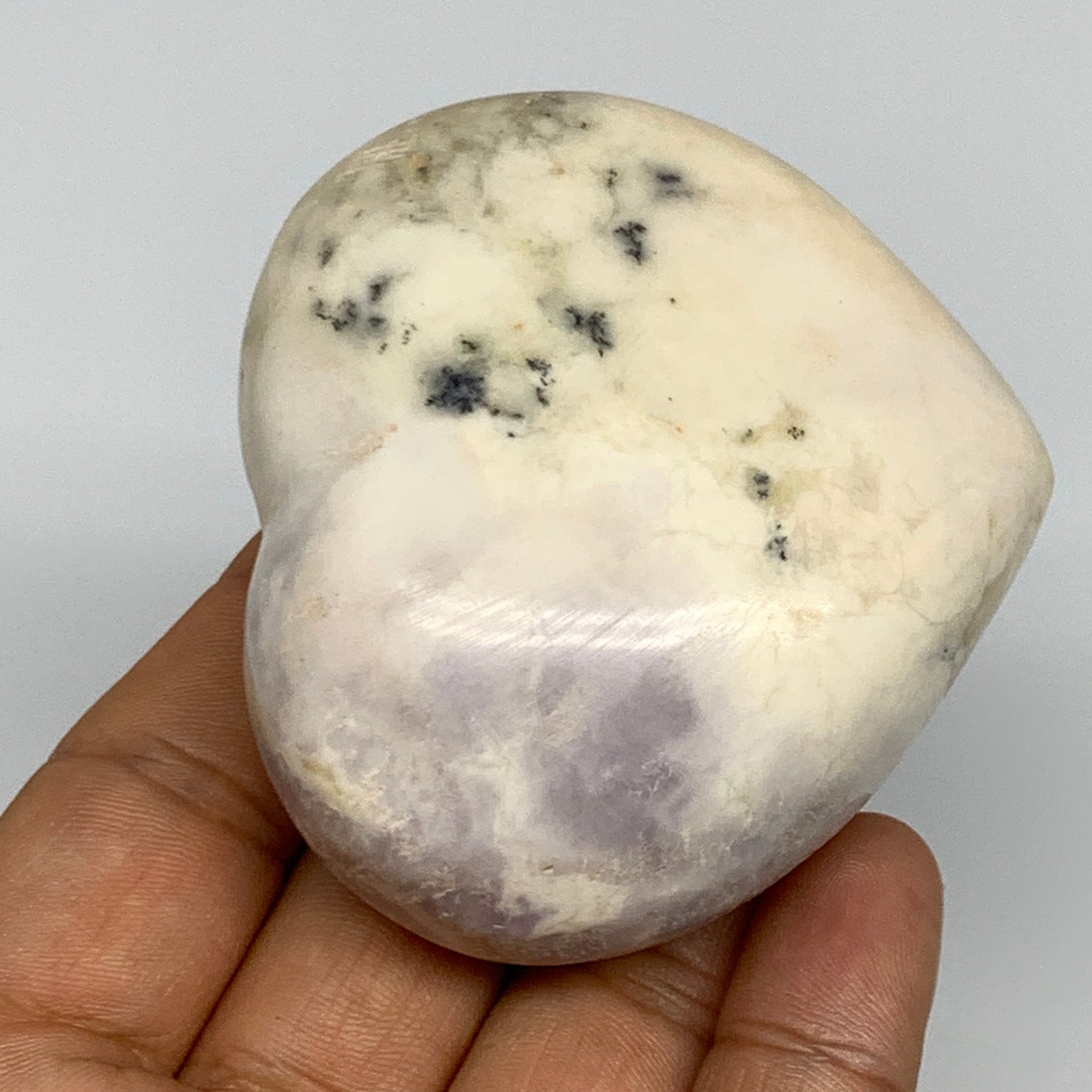 178.9g, 2.3"x2.6"x1.4" Dendrite Opal Heart Polished Healing Crystal Moss, B17300