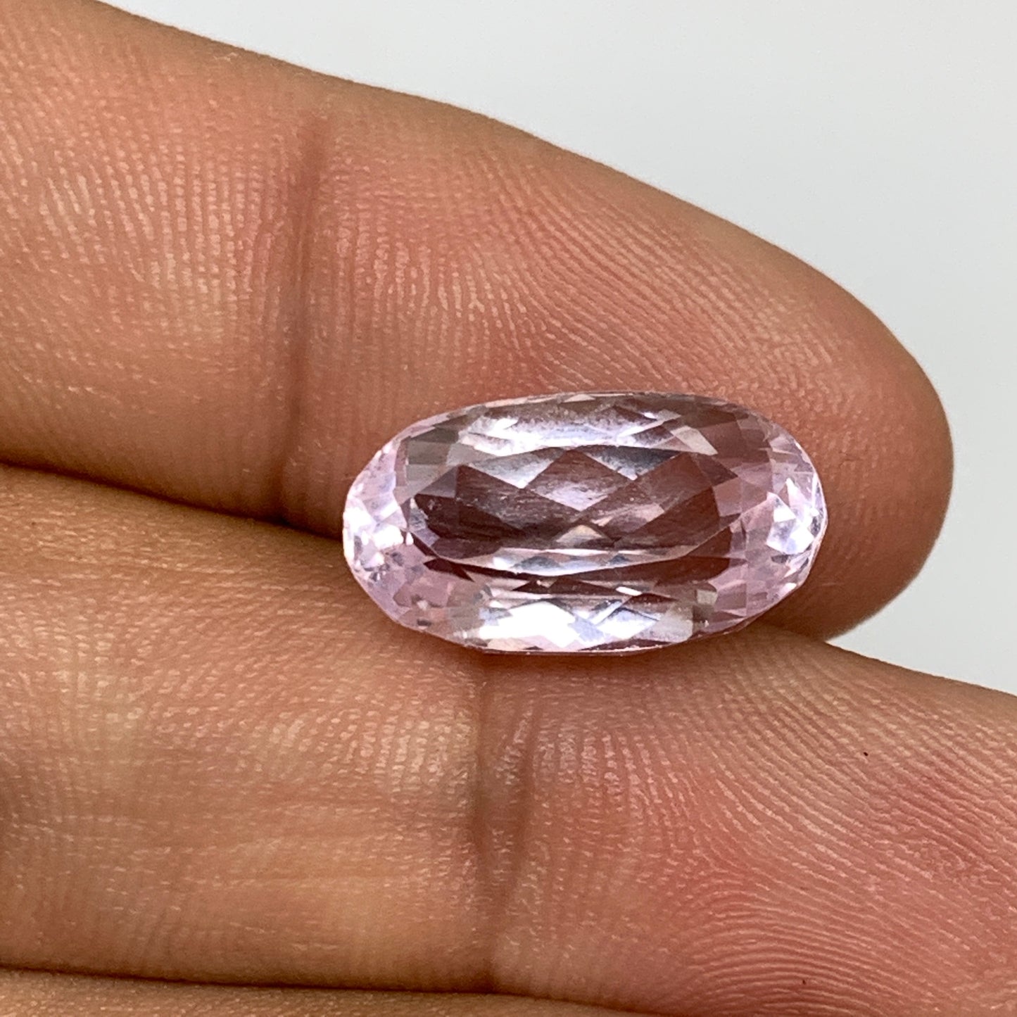 7.63cts, 15mmx8mmx7mm,Heated Kunzite Crystal Facetted Stone @Afghanistan,CTS233