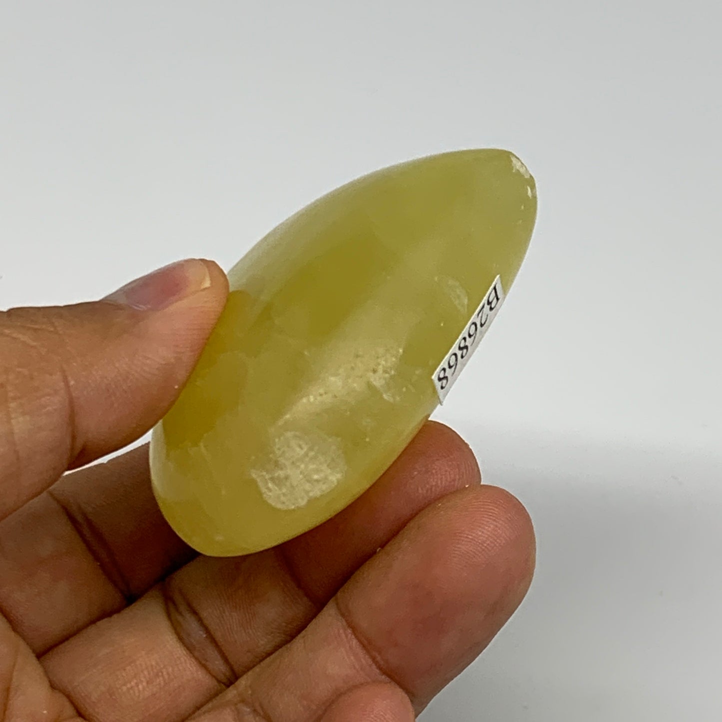 111.4g, 2.1"x2.3"x1" Lemon Calcite Heart Crystal Gemstones @Afghanistan, B26868
