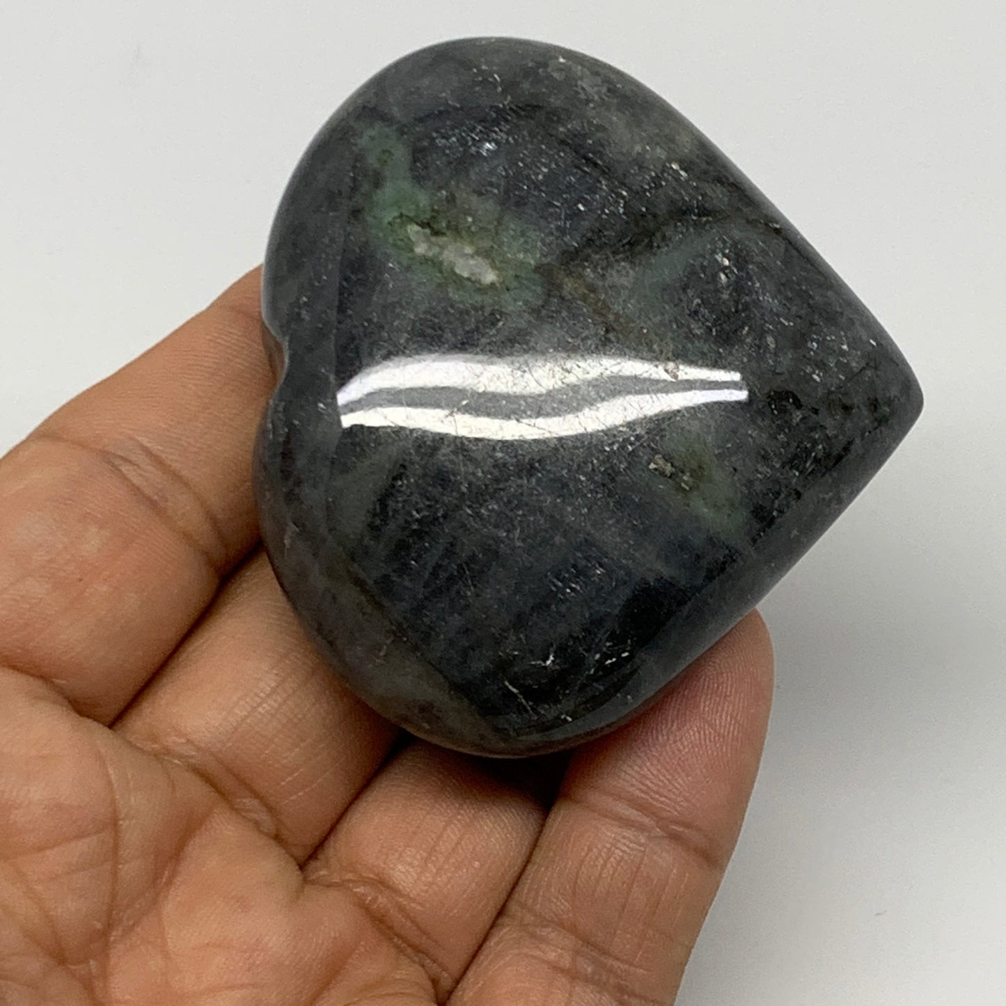 96.3g,2.1"x2.4"x0.9" Natural Labradorite Heart Small Polished Crystal, B22099