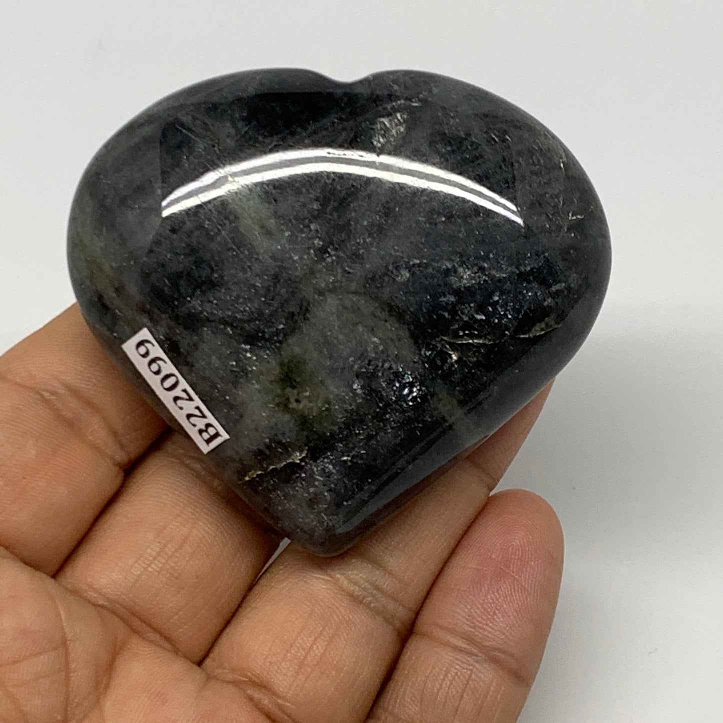 96.3g,2.1"x2.4"x0.9" Natural Labradorite Heart Small Polished Crystal, B22099