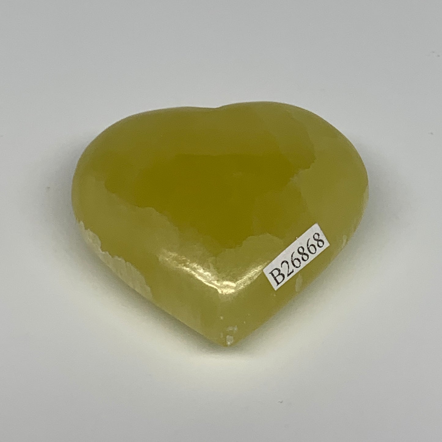 111.4g, 2.1"x2.3"x1" Lemon Calcite Heart Crystal Gemstones @Afghanistan, B26868