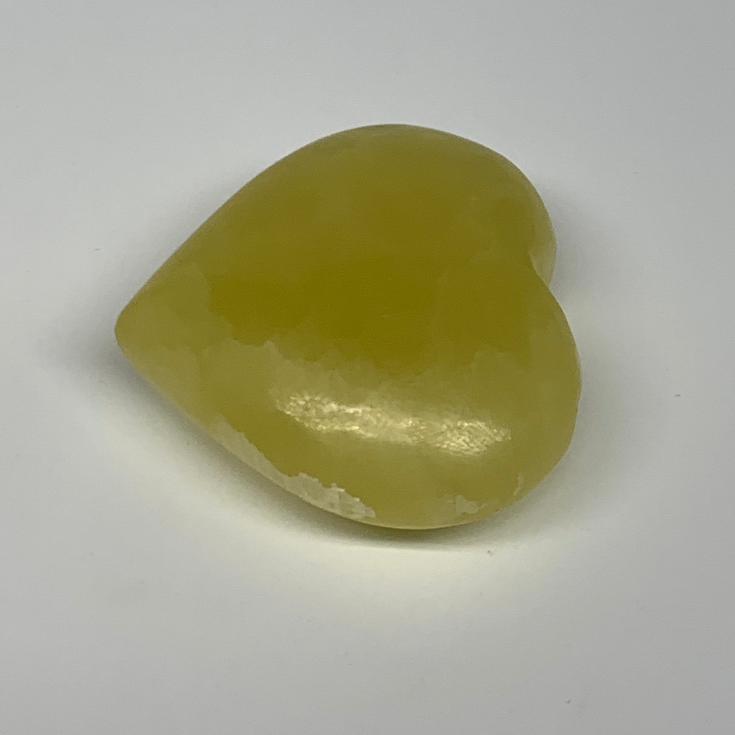 111.4g, 2.1"x2.3"x1" Lemon Calcite Heart Crystal Gemstones @Afghanistan, B26868