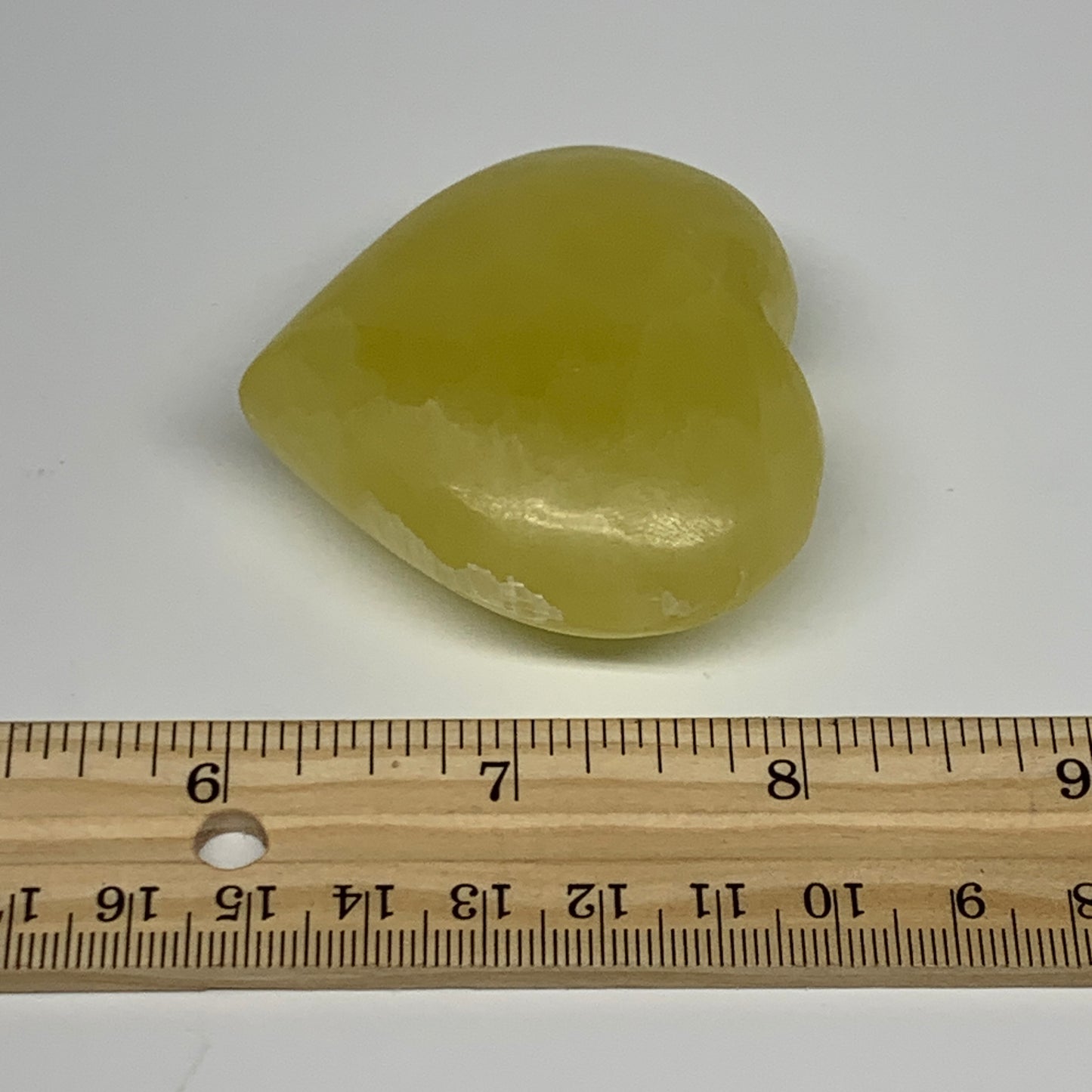 111.4g, 2.1"x2.3"x1" Lemon Calcite Heart Crystal Gemstones @Afghanistan, B26868