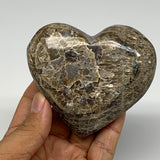 235.6g,3"x3.3"x1.2" Natural Chocolate Gray Onyx Heart Polished @Morocco,B18832