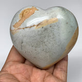 296.6g, 3"x3.1"x1.7" Polychrome Jasper Heart Polished Healing Crystal, B2601