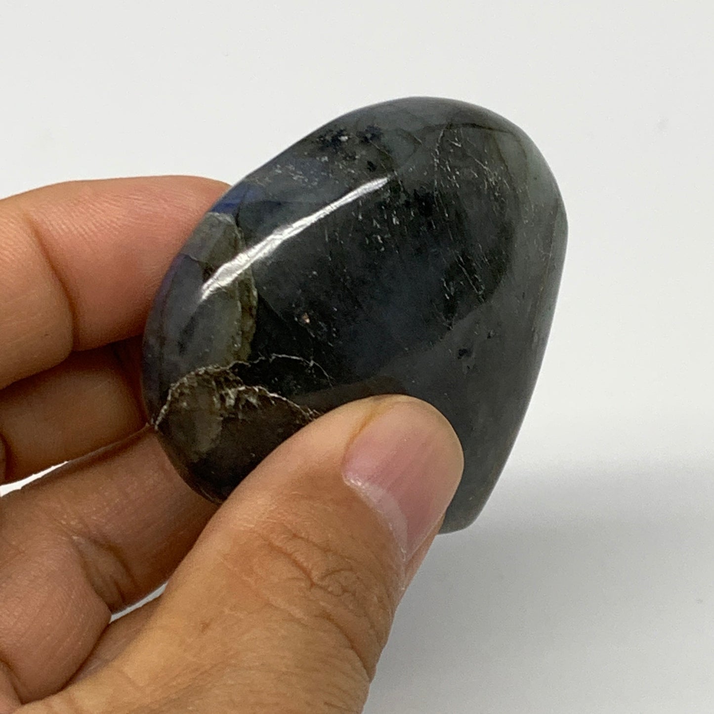 73.6g,2"x2"x0.8" Natural Labradorite Heart Small Polished Healing Crystal, B2210