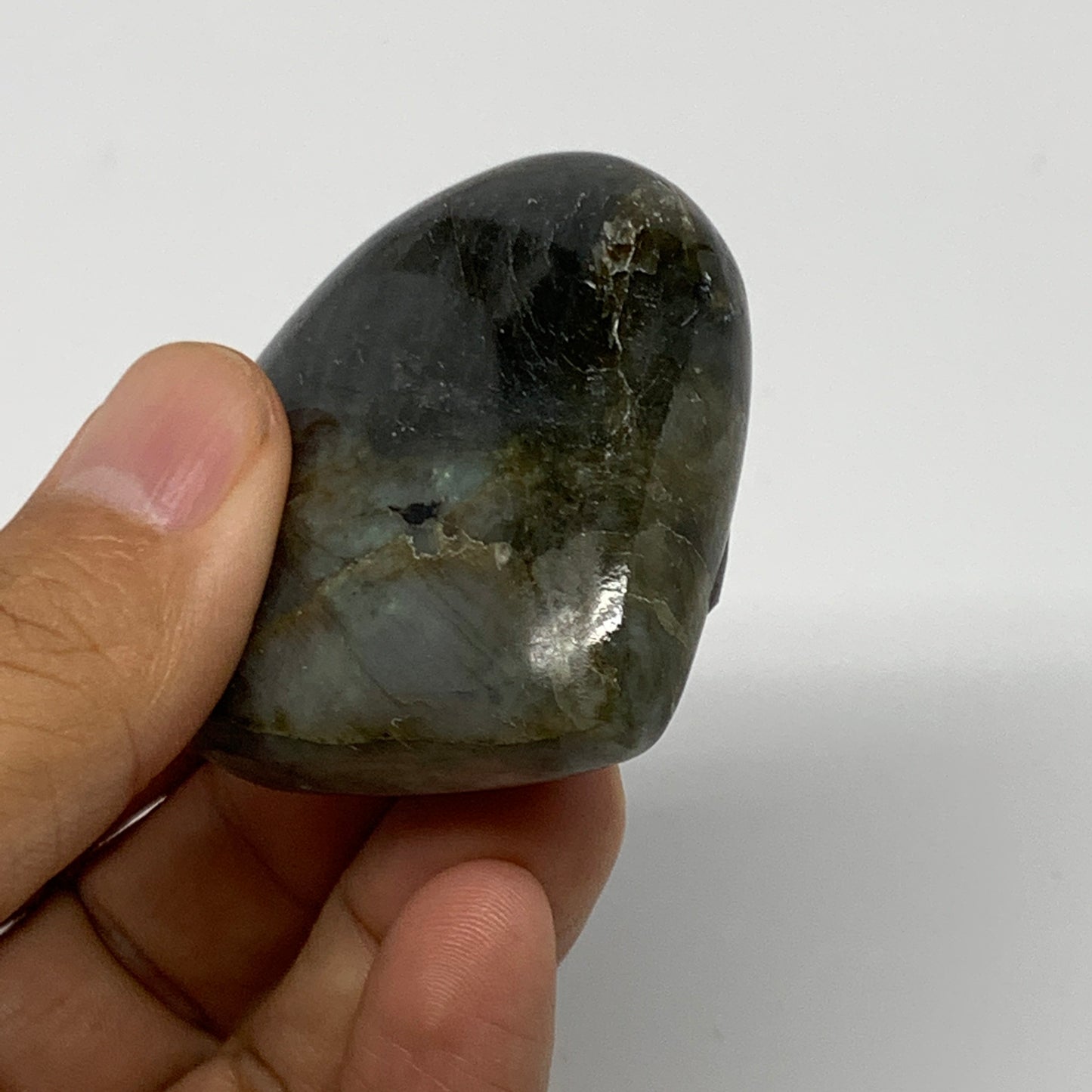 73.6g,2"x2"x0.8" Natural Labradorite Heart Small Polished Healing Crystal, B2210
