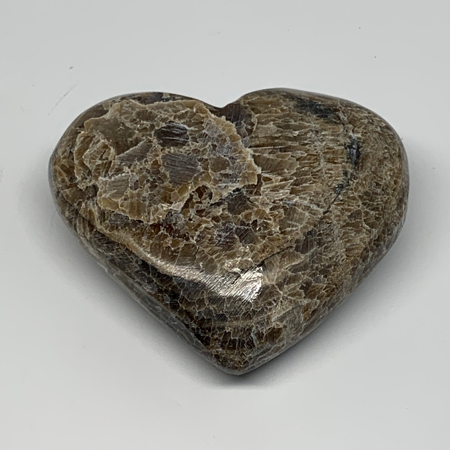 235.6g,3"x3.3"x1.2" Natural Chocolate Gray Onyx Heart Polished @Morocco,B18832