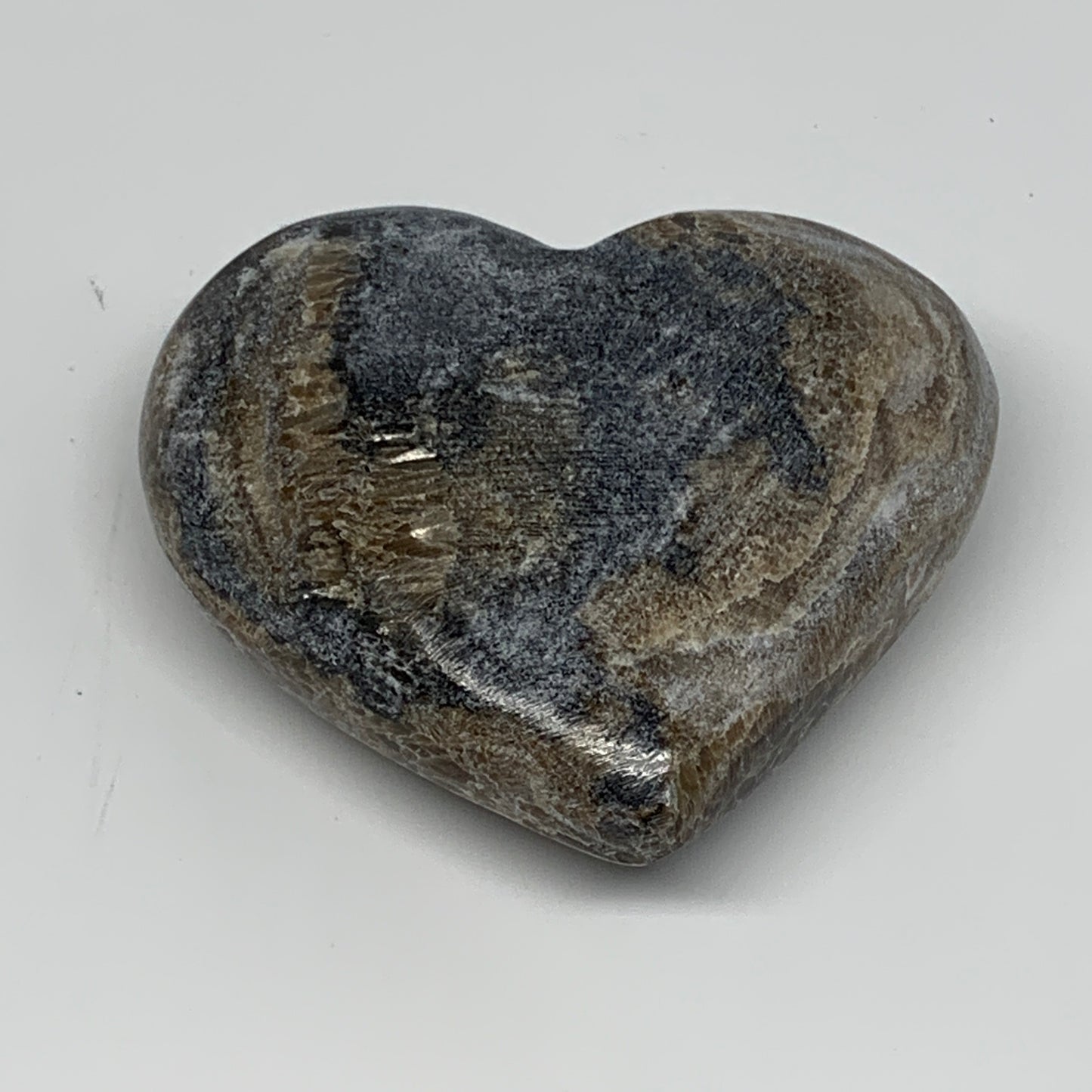 235.6g,3"x3.3"x1.2" Natural Chocolate Gray Onyx Heart Polished @Morocco,B18832