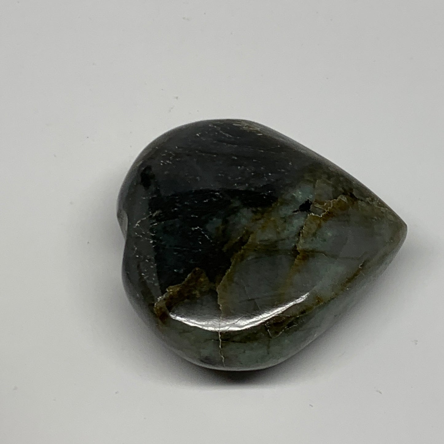 73.6g,2"x2"x0.8" Natural Labradorite Heart Small Polished Healing Crystal, B2210