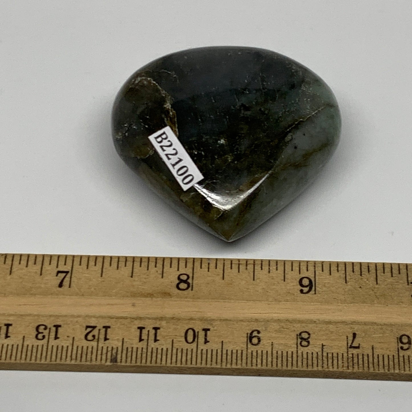 73.6g,2"x2"x0.8" Natural Labradorite Heart Small Polished Healing Crystal, B2210