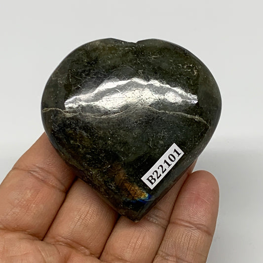 95.4g,2.3"x2.3"x0.8" Natural Labradorite Heart Small Polished Crystal, B22101
