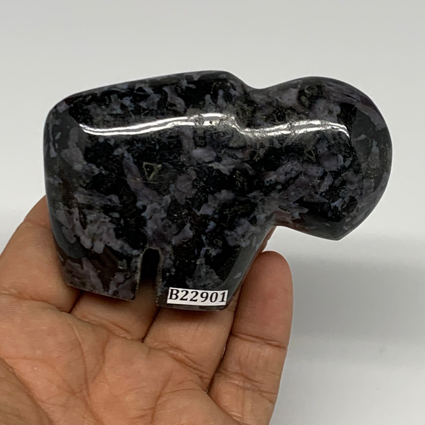 156.9g, 3.2"x2.1"x0.9" Natural Indigo Gabro Merlinite Buffalo @Madagascar,B22901