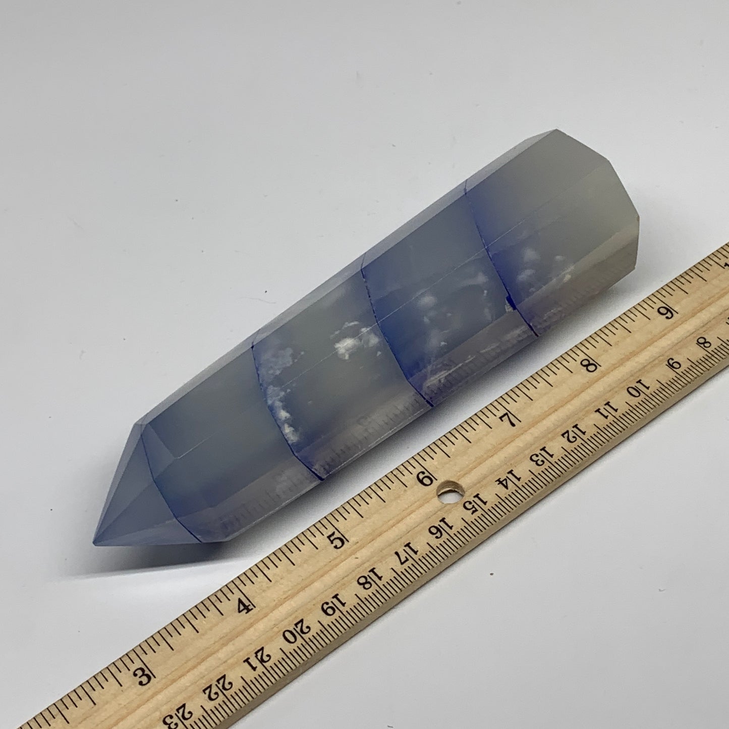 376.6g, 5.8"x1.5" Dyed/Heated Calcite Point Tower Obelisk Crystal, B24988