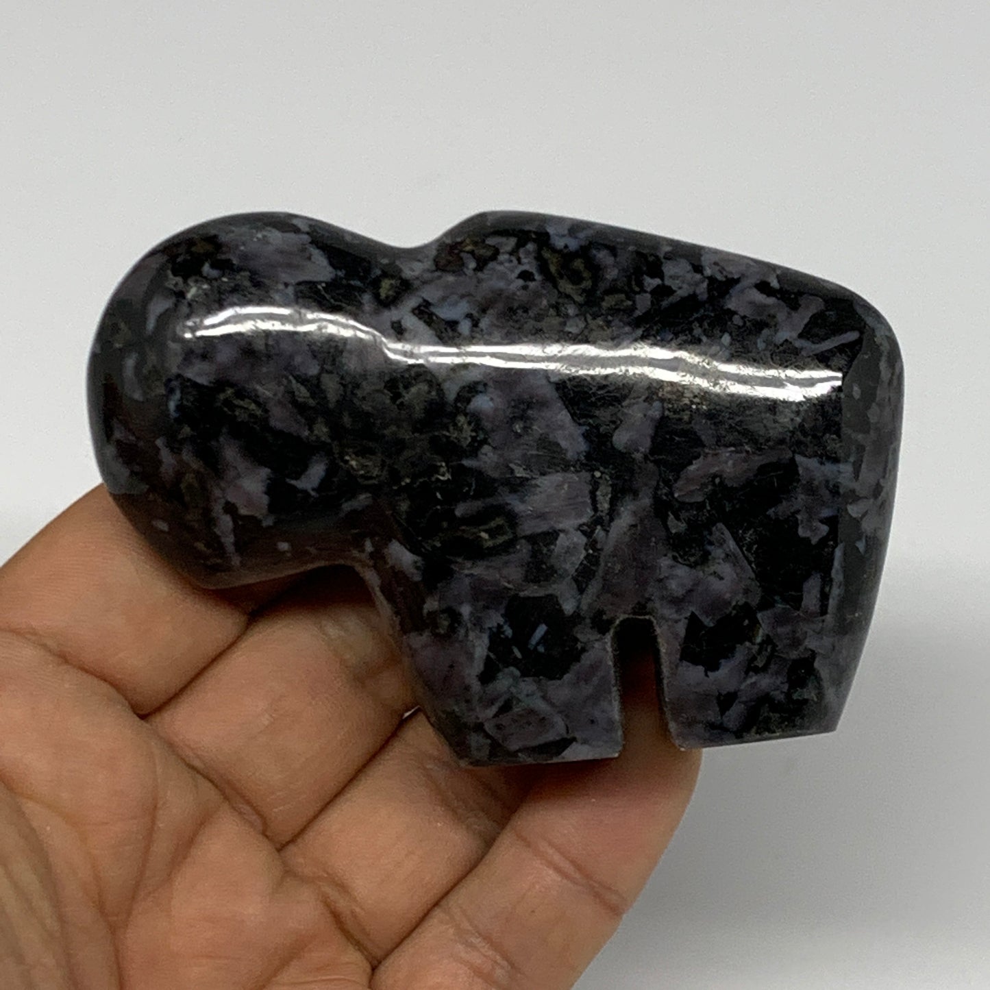 156.9g, 3.2"x2.1"x0.9" Natural Indigo Gabro Merlinite Buffalo @Madagascar,B22901