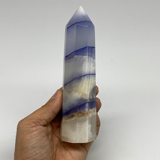 398.8g, 6"x1.6" Dyed/Heated Calcite Point Tower Obelisk Crystal, B24989