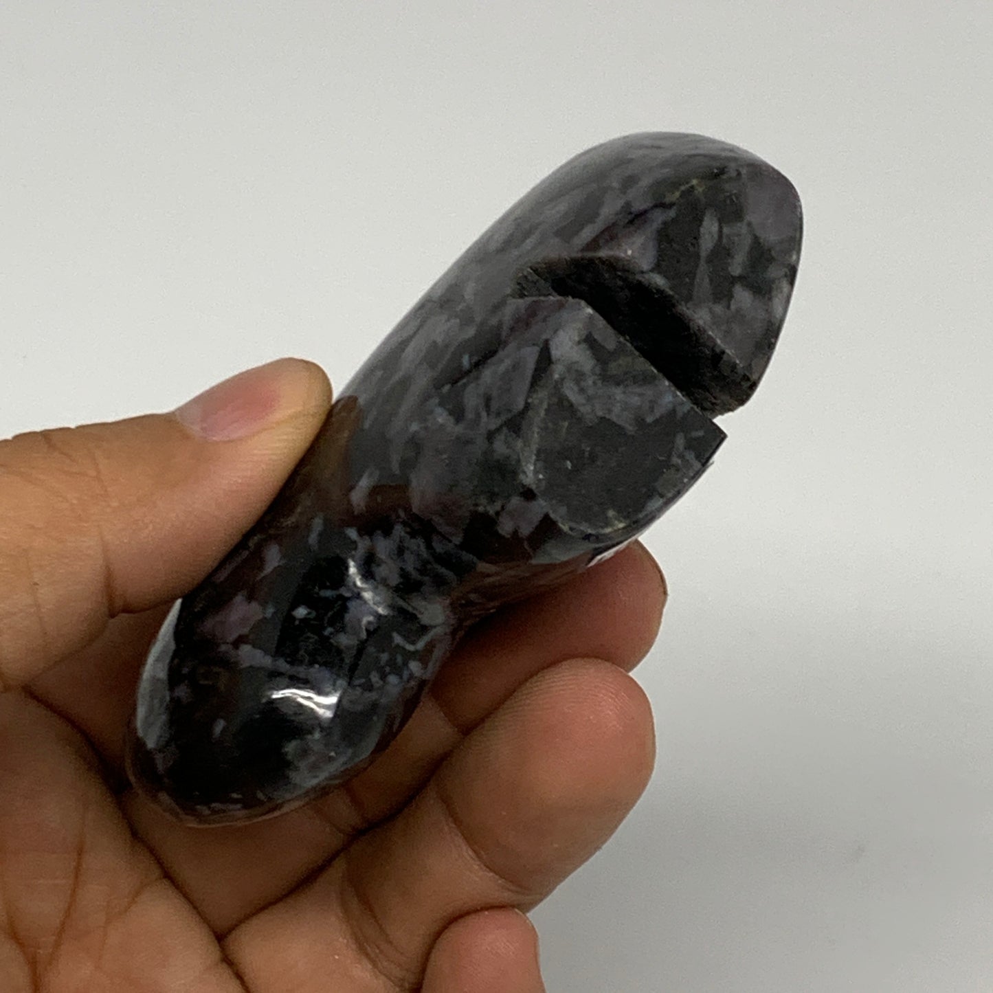 156.9g, 3.2"x2.1"x0.9" Natural Indigo Gabro Merlinite Buffalo @Madagascar,B22901