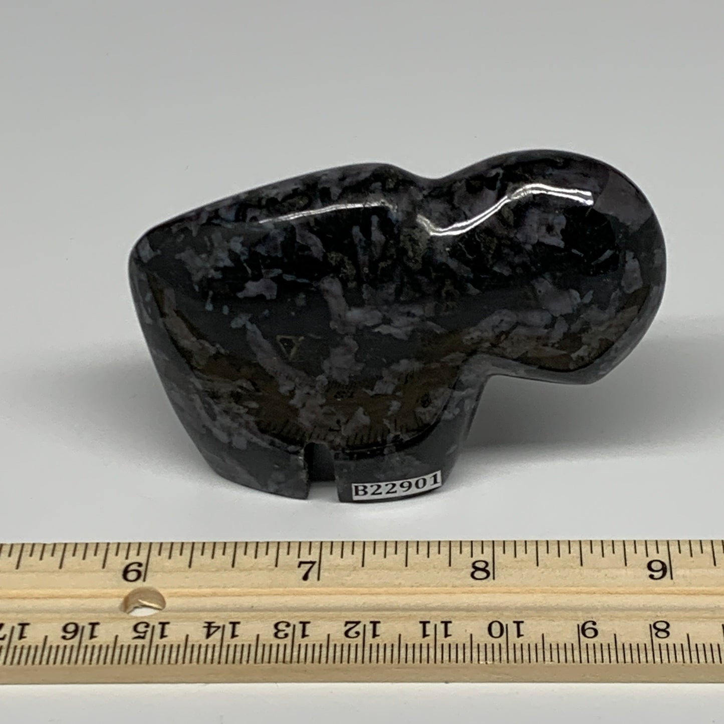 156.9g, 3.2"x2.1"x0.9" Natural Indigo Gabro Merlinite Buffalo @Madagascar,B22901