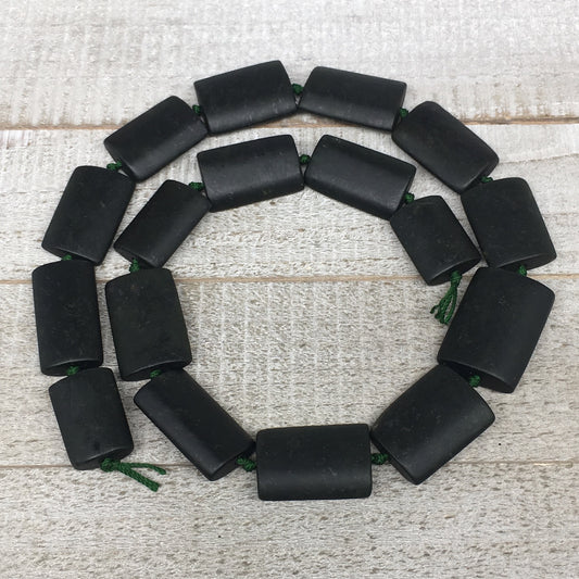 134.3g,23mm-30mm,17 Beads,Natural Serpentine Rectangle Beads Strand, 20", BN182