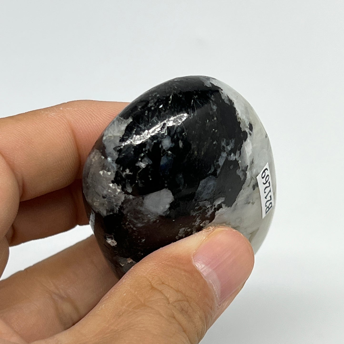 108.1g,2.4"x1.7"x1", Rainbow Moonstone Palm-Stone Polished from India, B21269