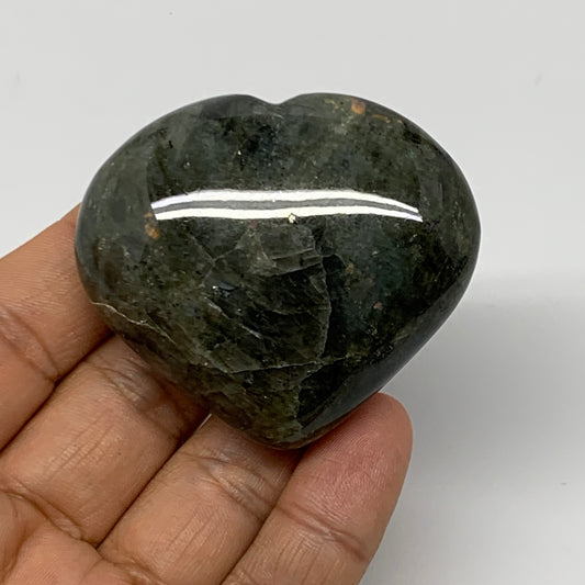 74.6g,1.9"x2.2"x0.8" Natural Labradorite Heart Small Polished Crystal, B22103