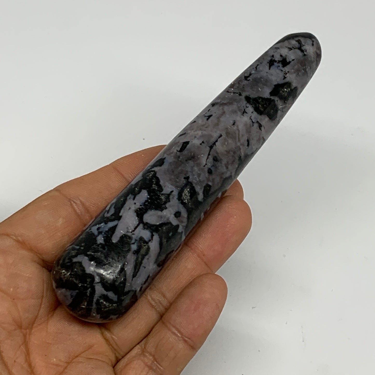 136g,4.8"x1.1" Indigo Gabro Merlinite Stick, Wand,Home Decor,Collectible,B18072