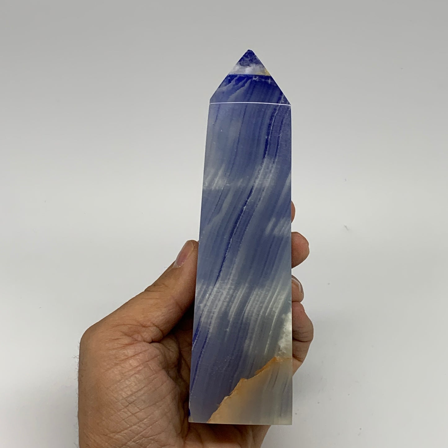 487.3g, 5.9"x1.6"x1.7" Dyed/Heated Calcite Point Tower Obelisk Crystal, B24991