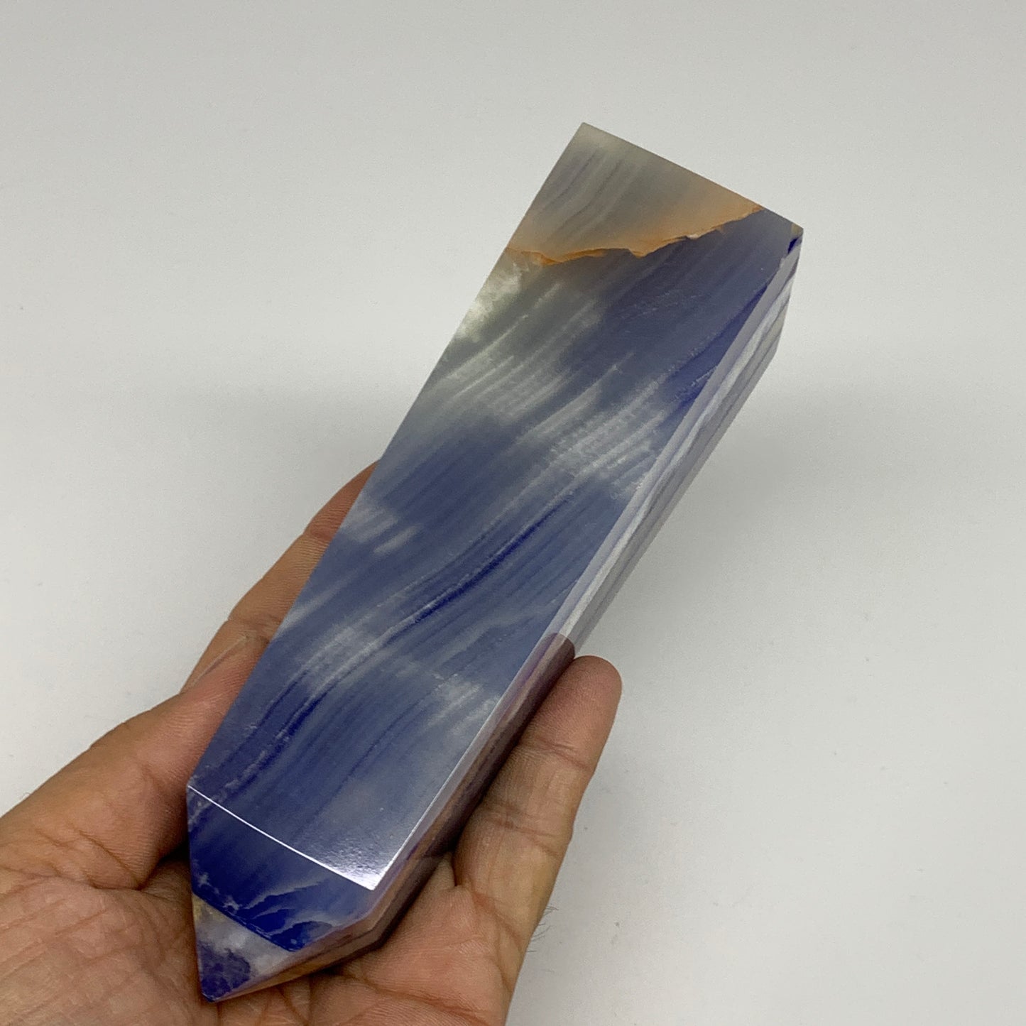 487.3g, 5.9"x1.6"x1.7" Dyed/Heated Calcite Point Tower Obelisk Crystal, B24991