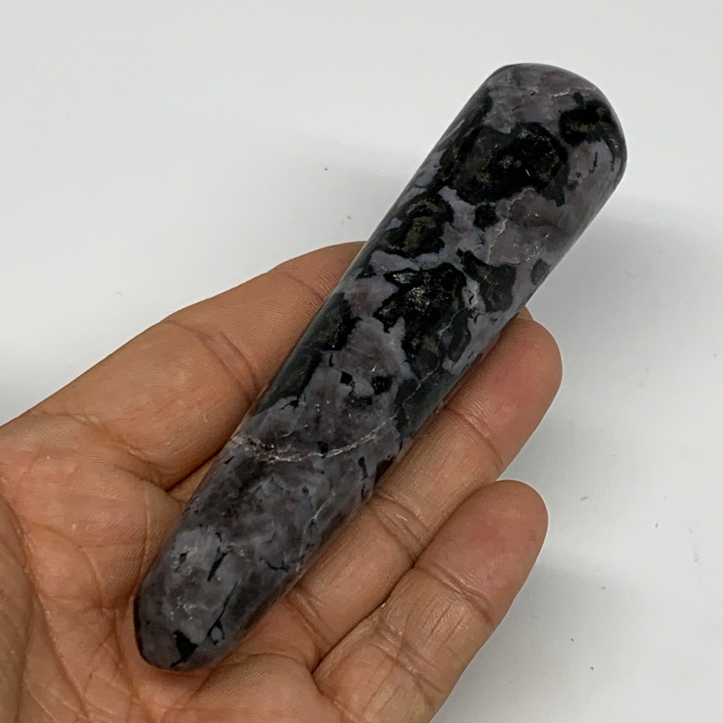 136g,4.8"x1.1" Indigo Gabro Merlinite Stick, Wand,Home Decor,Collectible,B18072