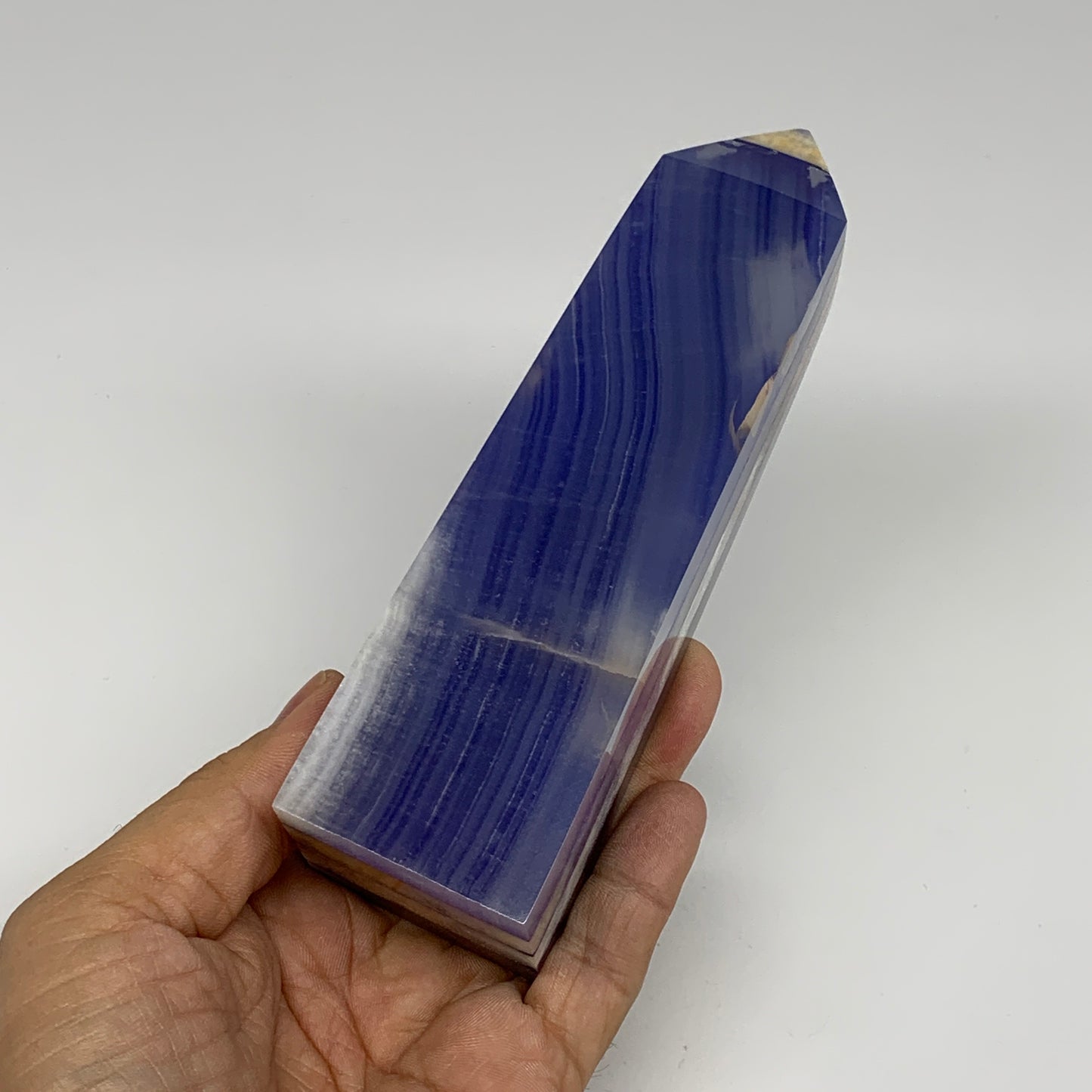 487.3g, 5.9"x1.6"x1.7" Dyed/Heated Calcite Point Tower Obelisk Crystal, B24991