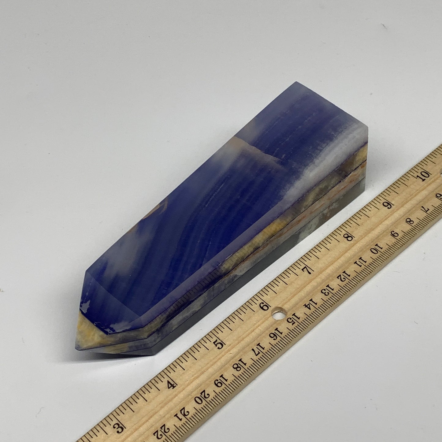 487.3g, 5.9"x1.6"x1.7" Dyed/Heated Calcite Point Tower Obelisk Crystal, B24991