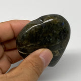 90.9g,2.2"x2.2"x0.8" Natural Labradorite Heart Small Polished Healing Crystal, B