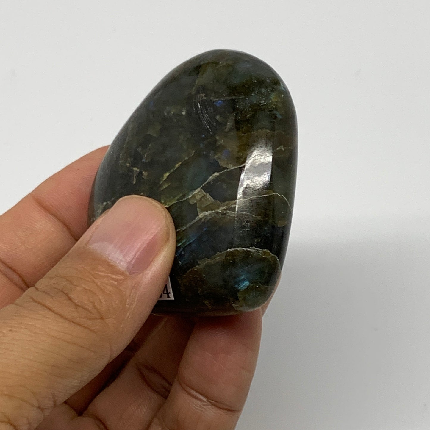 90.9g,2.2"x2.2"x0.8" Natural Labradorite Heart Small Polished Healing Crystal, B