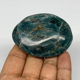 121.6g, 2.5"x1.9"x1" Blue Apatite Palm-Stone Polished from Madagascar, B16524