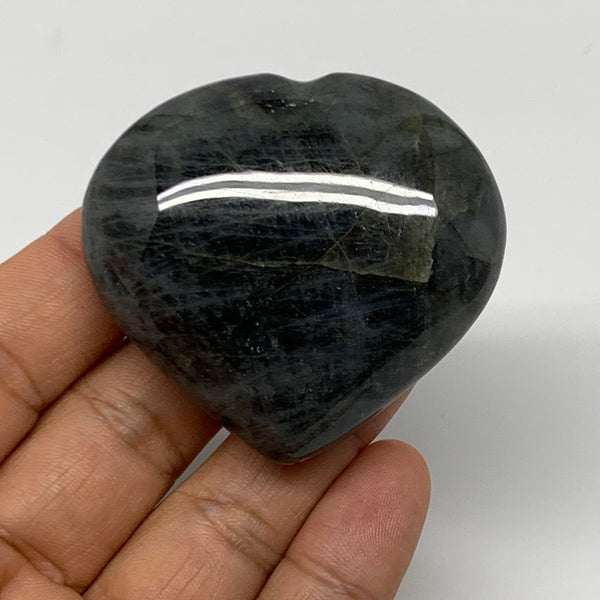 74.3g, 2"x2.1"x0.9", Black Tourmaline Heart Polished Crystal Home Decor, B22106