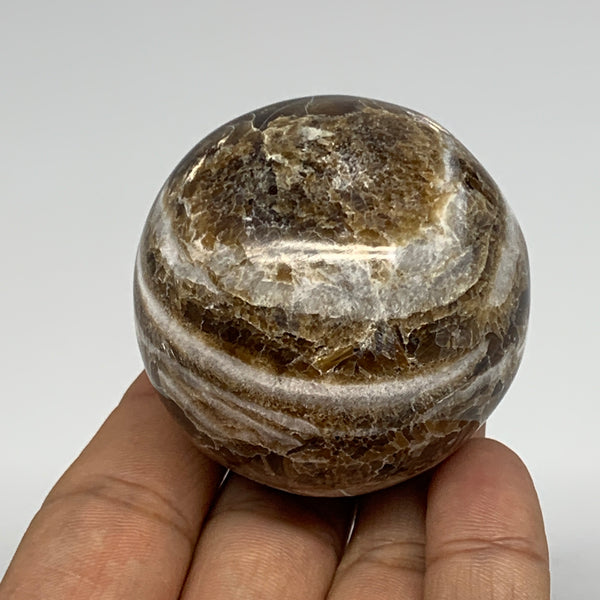 143g, 1.9" (47mm), Chocolate/Gray Onyx Sphere Ball Gemstone @Morocco, B18839