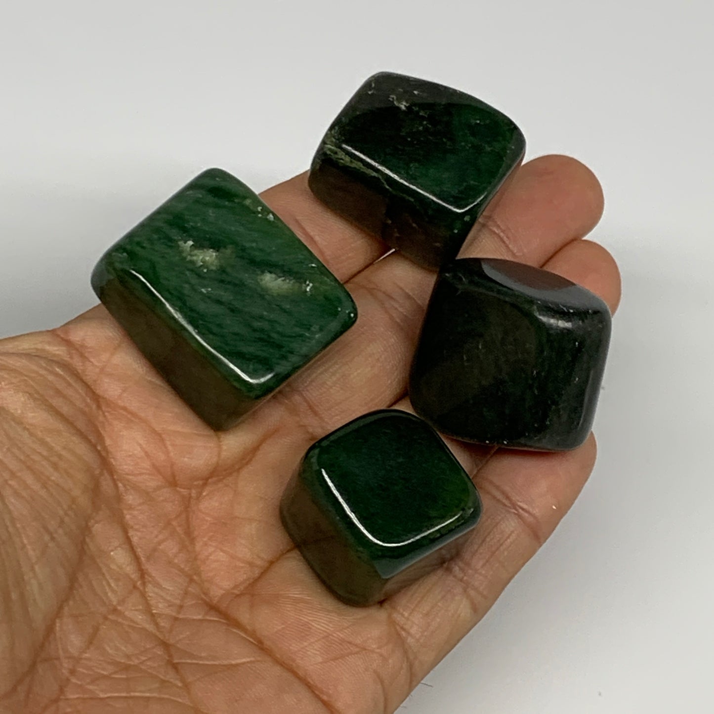 130.2g, 0.9"-1.3", 4pcs, Natural Nephrite Jade Tumbled Stone @Afghanistan,B26878