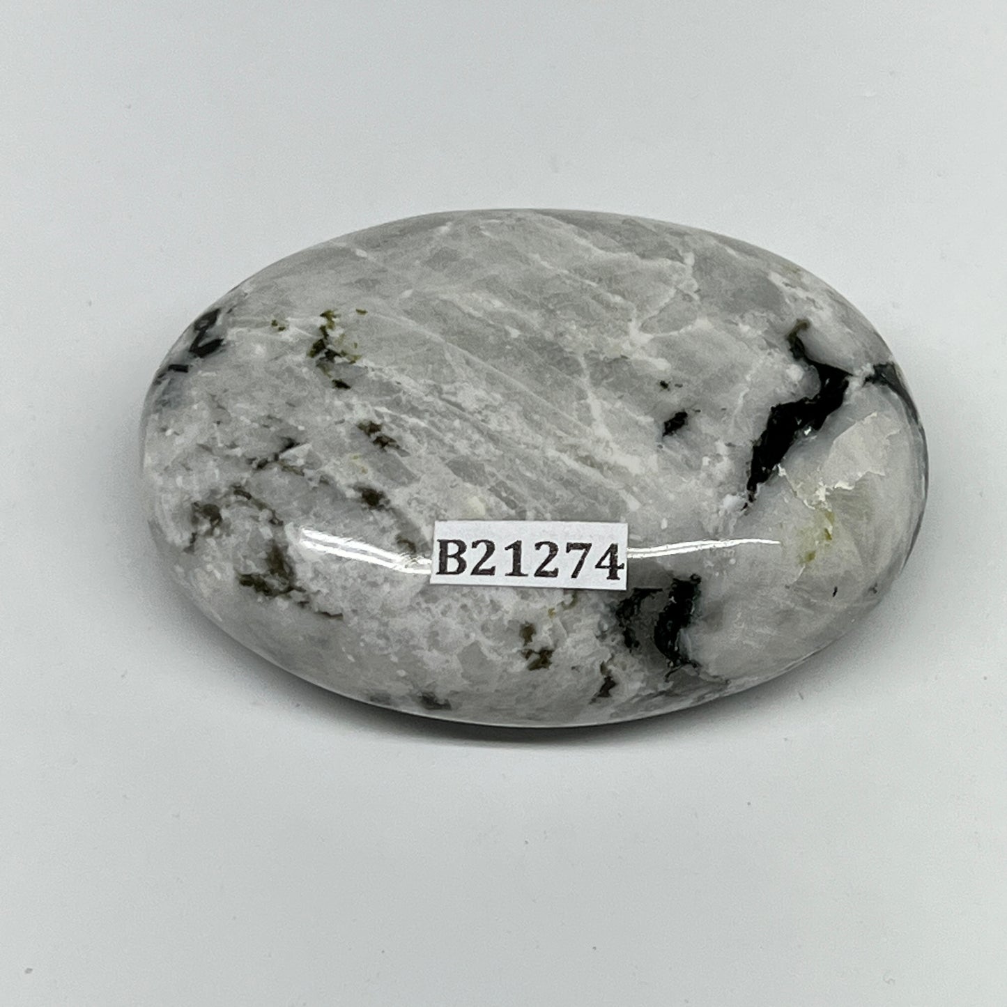 94.5g,2.4"x1.8"x0.8", Rainbow Moonstone Palm-Stone Polished from India, B21274