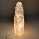 7.78 lb,12"x4" White Selenite (Satin Spar) Rough Lamp W/Chord @Morocco,B12382