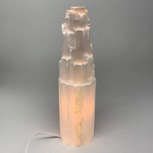 5.83 lb,12"x3.3" White Selenite (Satin Spar) Rough Lamp W/Chord @Morocco,B12383