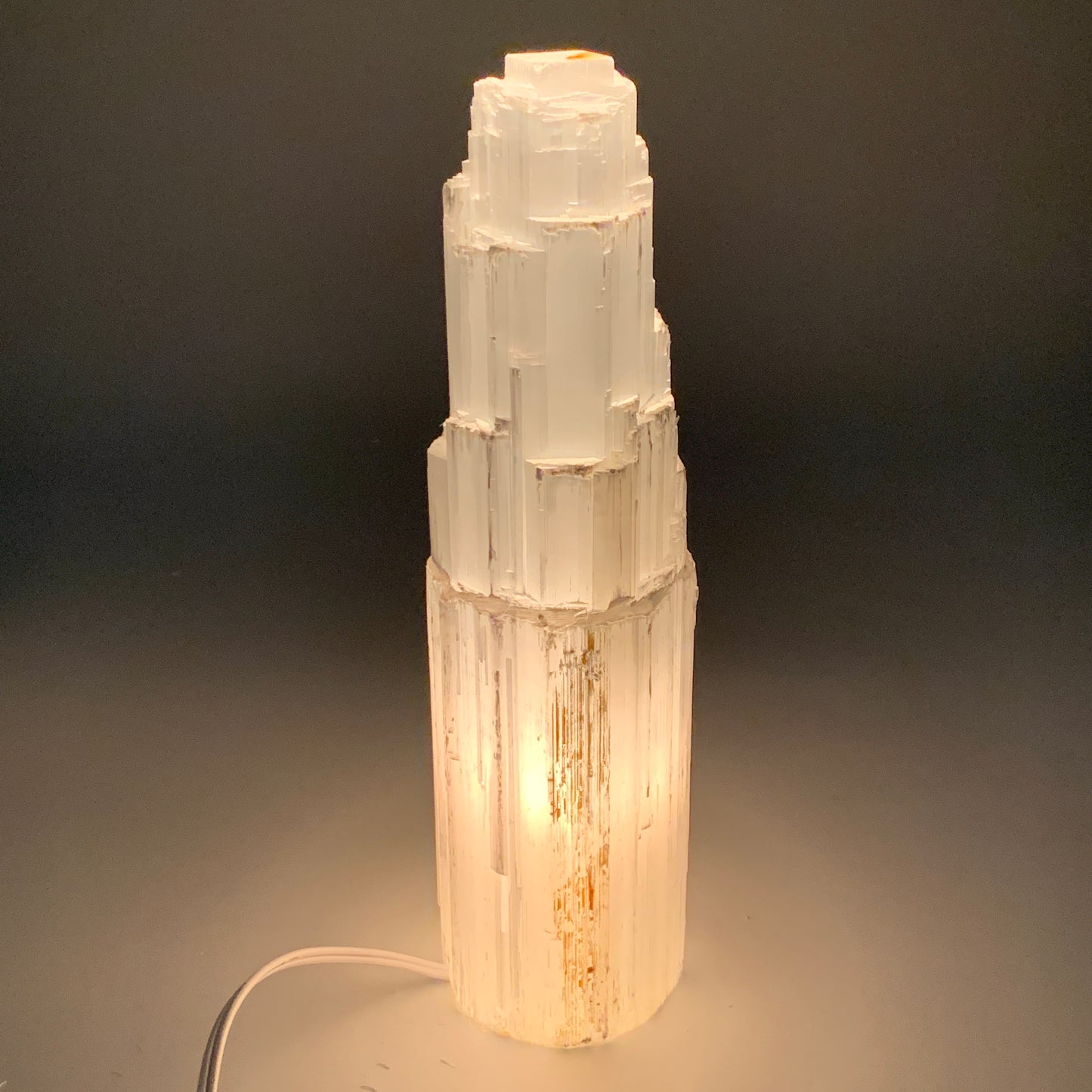 5.83 lb,12"x3.3" White Selenite (Satin Spar) Rough Lamp W/Chord @Morocco,B12383