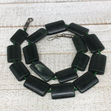 124.2g,25mm-32mm,16 Beads,Natural Serpentine Rectangle Beads Strand, 20", BN195