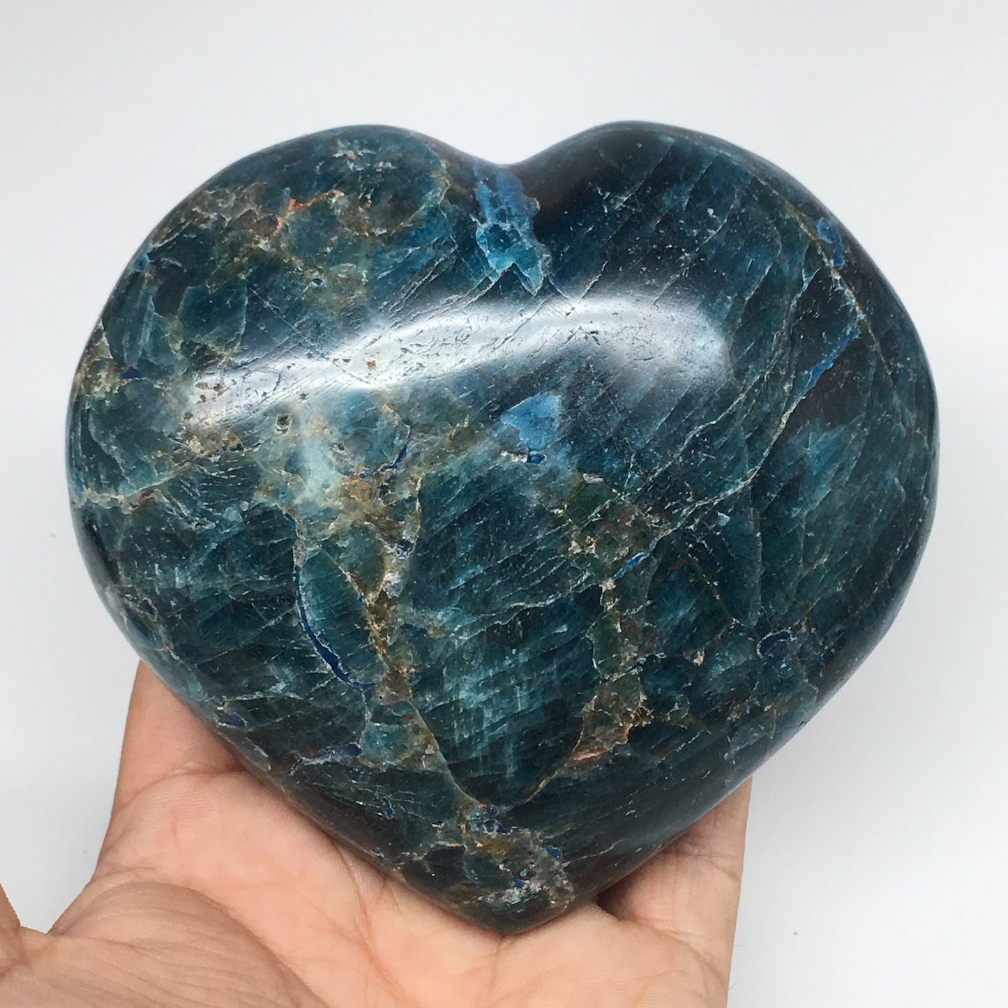 786g,4.2"x3.9"x1.8" Blue Apatite Heart Gemstones Reiki Energy @Madagascar,B498