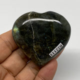 86.2g,2"x2.1"x0.9" Natural Labradorite Heart Small Polished Healing Crystal, B22