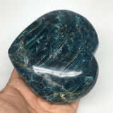 786g,4.2"x3.9"x1.8" Blue Apatite Heart Gemstones Reiki Energy @Madagascar,B498